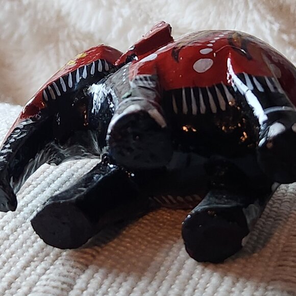 Wooden Elephant Decor Ornament Hand Crafted Show Piece Hand Painted Gift Item - Picture 8 of 8